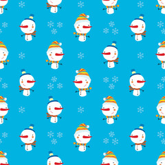 Digital paper with smiling snowmen