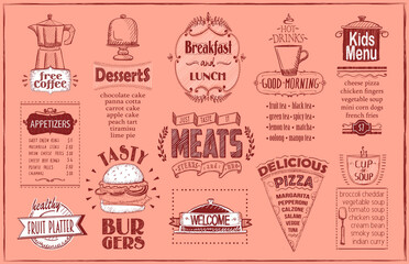 Hand drawn lettering menu list mockup