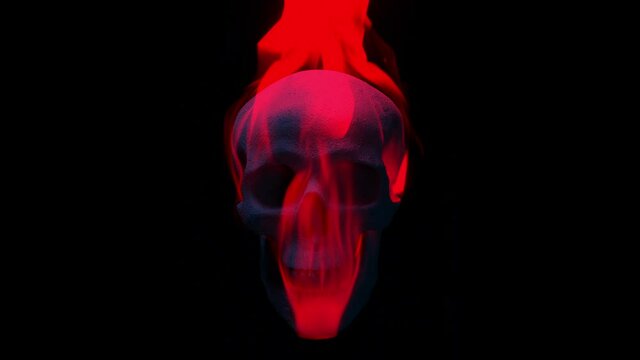 Blue Skull Burns With Red Fire