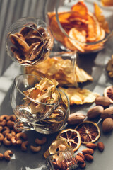 Sun-dried orange. Dried citrus fruits. Still life. Healthy eating and lifestyle