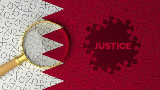 Qatar national flag , puzzle and justice concept