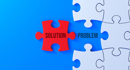 Solution and problem. jigsaw puzzle concept