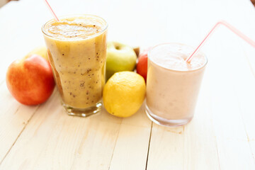 fruit smoothie fresh Fresh Desert milkshake top view