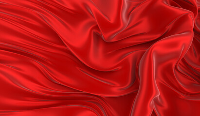 Fototapeta premium Red silk background. Waves of red silk full screen. Abstract elegant background for your project.