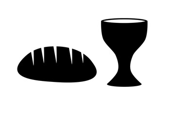 holy supper icons. bread and wine as from the Last Supper of Jesus with the disciples. eps 10