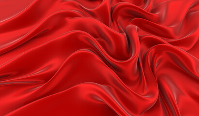 Red silk background. Waves of red silk full screen. Abstract elegant background for your project.