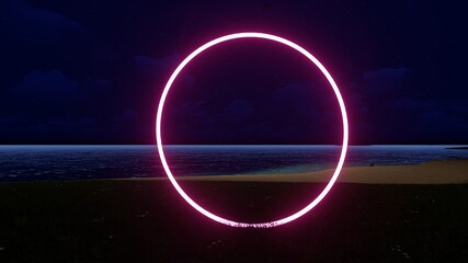 Creative fluorescent color layout made of sea tropical leaves.Sunset sea forest white neon light. Flat lay neon colors. Nature concept. Decoration, forest neon. 3d rendering.