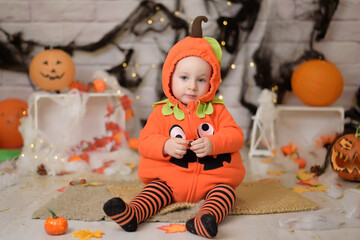 halloween jack o lantern with pumpkin