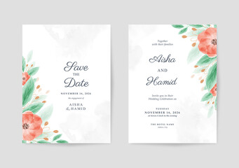 Wedding invitation with Beautiful floral watercolor