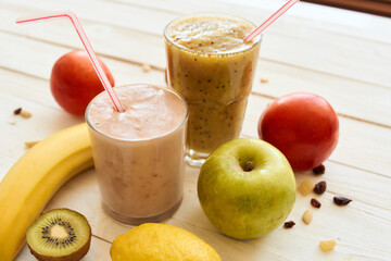 fresh fruit smoothie kefir cocktails yogurt breakfast