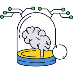 Human brain vector mind icon flat design