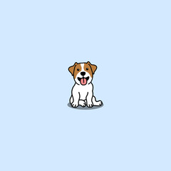 Cute jack russell terrier dog sitting cartoon, vector illustration - obrazy, fototapety, plakaty