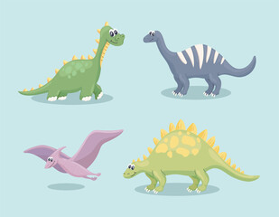 cute dinosaurs four characters