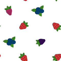 Fototapeta na wymiar Vector illustrations of pattern seamless of cartoon ripe wild berries