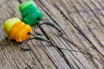Carp fishing chod rig.The Source Boilies with fishing hook. Fishing rig for carps,Carp boilies,...