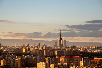 The city of Madrid at Sunset