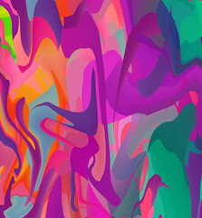 High Resolution Colorful fluid painting with marbling texture, 3D Rendering.