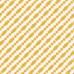 Vector seamless pattern with abstract geometric shapes, diagonal stripes, grid, net. Stylish golden texture. Simple endless background in gold and white color. Repeat design for print, decor, wrapping