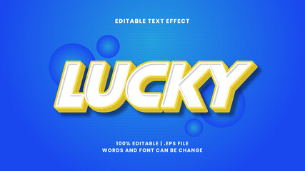 Lucky game cartoon 3d editable text effect