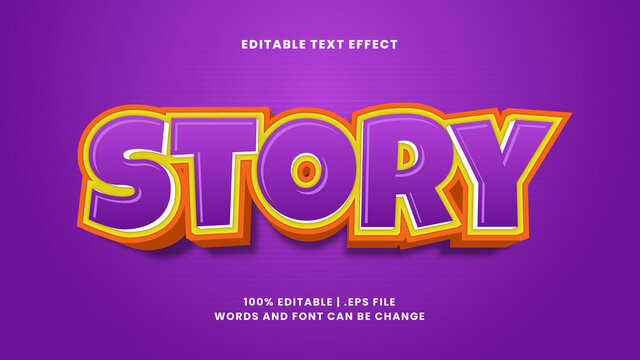 Story game cartoon 3d editable text effect