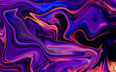 High Resolution Colorful fluid painting with marbling texture, 3D Rendering.