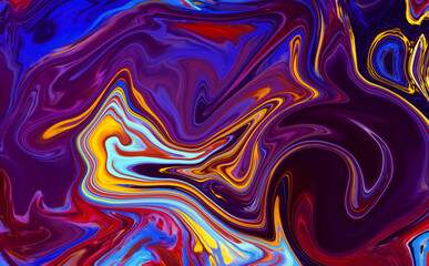 High Resolution Colorful fluid painting with marbling texture, 3D Rendering.