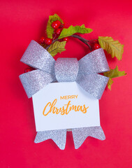 christmas greeting card with ribbon