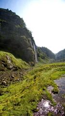 Smaller waterfall near the Cascada Magica waterfall near El Reventador Volcano, Napo province, Ecuador