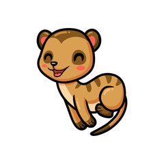 Cute little meerkat cartoon jumping