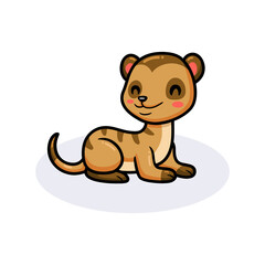 Cute little meerkat cartoon lying down