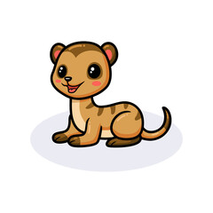 Cute little meerkat cartoon lying down