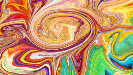 High Resolution Colorful fluid painting with marbling texture, 3D Rendering.