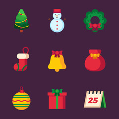 Christmas icon set all vector