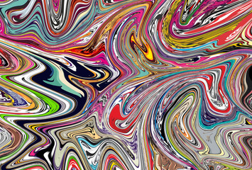 High Resolution Colorful fluid painting with marbling texture, 3D Rendering.