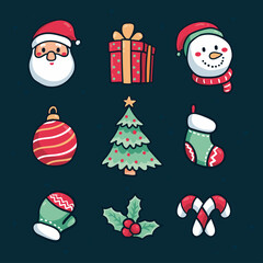 Christmas icon set all vector