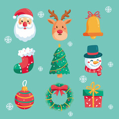 Christmas icon set all vector