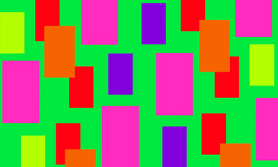 green background with stacks of multicolored squares