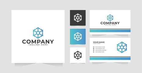 Hexagon technology logo design inspiration and business card