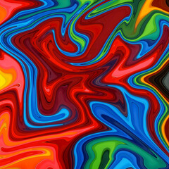 High Resolution Colorful fluid painting with marbling texture, 3D Rendering.
