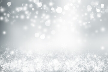 3D illustration Xmas white Bokeh blur backdrop. Circle light on blue background. abstract light wallpaper.