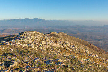 Sunset view of Konyavska mountain near Viden Peak, Bulgaria