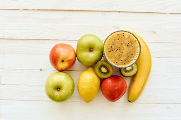 fruit smoothie fresh Fresh Desert milkshake top view