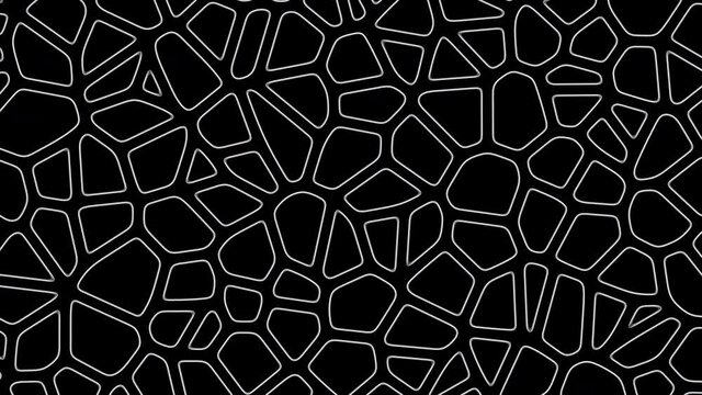 Abstract animated background of voronoi cellular pattern. Seamless loop footage