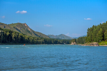 The Chuya and Katun Rivers merge in the mountains. Altai, Siberia, Russia.