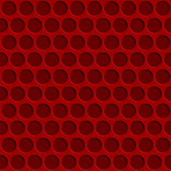 Abstract seamless pattern with circle holes in red colors