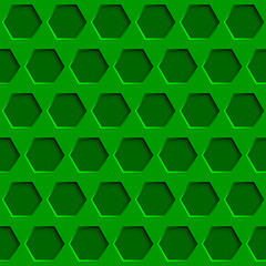 Abstract seamless pattern with hexagon holes in green colors