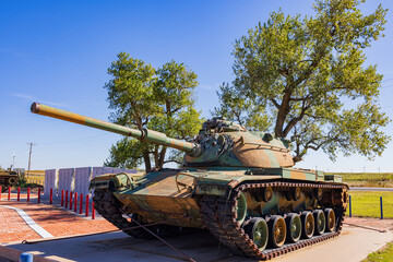 Sunny view of a tank in the Veterans Memorial Park