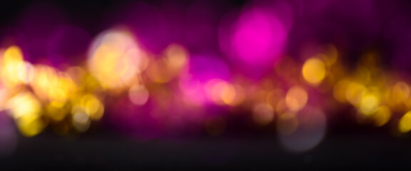 Abstract of bokeh blur banner background, pink and gold color de focused