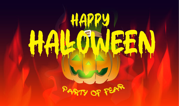 Halloween holiday ilettering in cartoon style. Use it for poster, background, card design. Vector illustration.