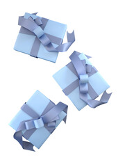 Set of gift boxes with bows, isolated on a white background. 3D illustration
